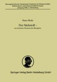 cover of the book Der Stickstoff: Ein kritisches Element der Biosphäre