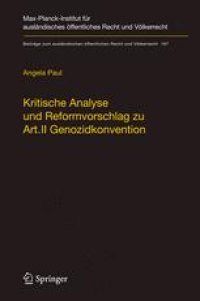 cover of the book Kritische Analyse und Reformvorschlag zu Art. II Genozidkonvention