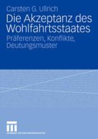 cover of the book Die Akzeptanz des Wohlfahrtsstaates: Präferenzen, Konflikte, Deutungsmuster