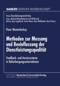 cover of the book Methoden zur Messung und Beeinflussung der Dienstleistungsqualität: Feedback- und Anreizsysteme in Beherbergungsunternehmen