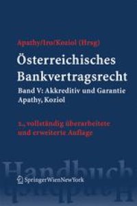 cover of the book Österreichisches Bankvertragsrecht: Band V: Akkreditiv und Garantie