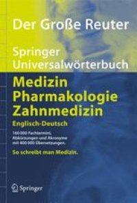 cover of the book Der Große Reuter: Springer Universalwörterbuch Medizin, Pharmakologie und Zahnmedizin