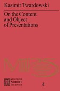 cover of the book On the Content and Object of Presentations: A Psychological Investigation