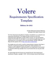 cover of the book Volere Requirements Specification Template