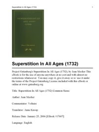 cover of the book Superstition In All Ages (1732) Common Sense