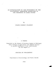 cover of the book AN INVESTIGATION OF THE EFFICIENCY OF THE QUATERNARY AMMONIUM GERMICIDES IN THE PRESENCE OF HARD WATER