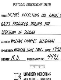 cover of the book FACTORS AFFECTING THE RATIOS OF GASES PRODUCED DURING THE DIGESTION OF SLUDGE