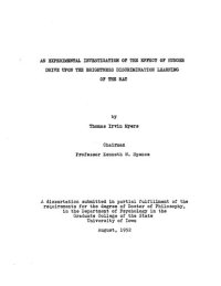 cover of the book AN EXPERIMENTAL INVESTIGATION OF THE EFFECT OF HUNGER DRIVE UPON THE BRIGHTNESS DISCRIMINATION LEARNING OF THE RAT