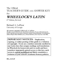 cover of the book Wheelock's Latin, 6th Edition Revised ANSWER KEY