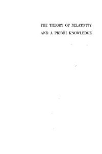 cover of the book The Theory of Relativity and a Priori Knowledge