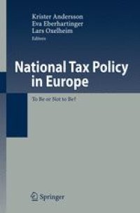 cover of the book National Tax Policy in Europe: To Be or Not to Be?