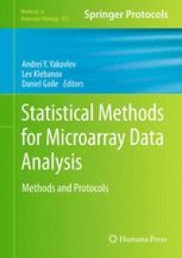 cover of the book Statistical Methods for Microarray Data Analysis: Methods and Protocols