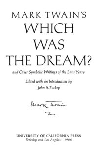 cover of the book Mark Twain's which was the dream and other symbolic writings of the later years