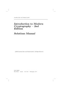 cover of the book Introduction to Modern Cryptography - Solutions Manual