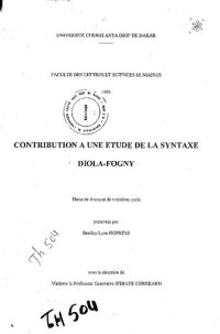 cover of the book Contribution à une étude de la syntaxe diola-fogny