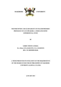 cover of the book The perception and learnability of English prosodic phonology by Luo speakers: A cross-linguistic experimental study