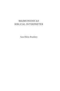 cover of the book Maimonides as biblical interpreter