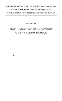 cover of the book Mathematical Foundations of Thermodynamics