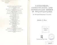 cover of the book Categories, constituents, and constituent order in Pitjantjatjara: an aboriginal language of Australia /