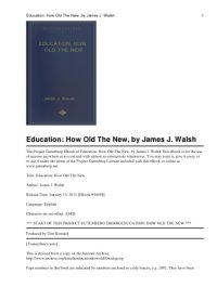 cover of the book Education: How Old the New