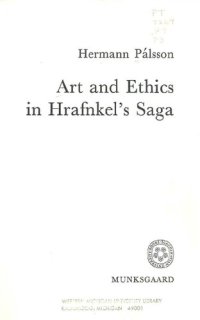 cover of the book Art and ethics in Hrafnkel's saga.