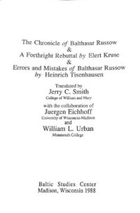 cover of the book The Chronicle of Balthasar Russow