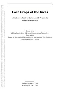 cover of the book Lost crops of the Incas: little-known plants of the Andes with promise for worldwide cultivation