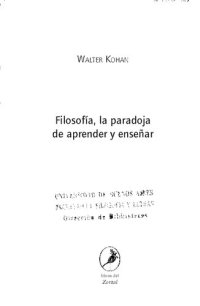 cover of the book Filosofía, la paradoja de aprender y enseñar