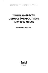 cover of the book Tautiniai aspektai Lietuvos ūkio politikoje 1919-1940 metais