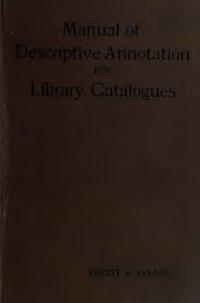 cover of the book Manual of descriptive annotation for library catalogues