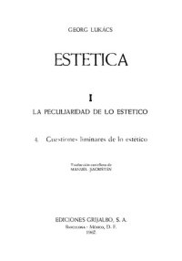 cover of the book Estética. Vol. 4. Cuestiones liminares de lo estético