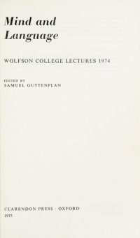 cover of the book Mind and Language (Wolfson College Lectures 1974)