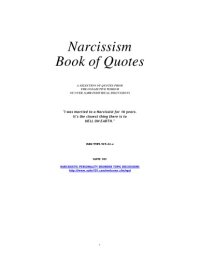 cover of the book Narcissism book of quotes: a selection of quotes from the collective wisdom of over 12,000 individual discussions