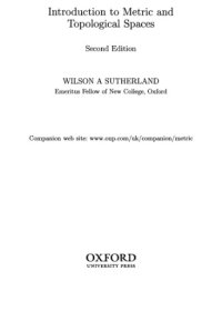 cover of the book Introduction to metric and topological spaces