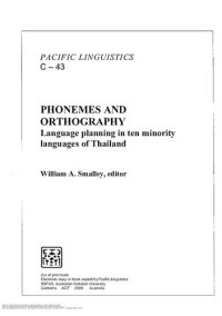 cover of the book PHONEMES AND ORTHOGRAPHY: Language planning in ten minority languages of Thailand