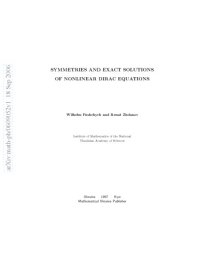 cover of the book Symmetries and exact solutions of nonlinear Dirac equations