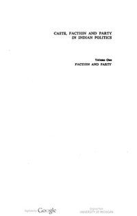 cover of the book Caste Faction and Party in Indian Politics, Vol. 1: Faction and Party