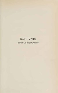 cover of the book Karl Marx devant le bonapartism