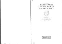 cover of the book La scultura lingua morta e altri scritti