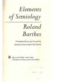 cover of the book Elements of Semiology