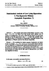 cover of the book Semiclassical analysis of low lying eigenvalues. I. Non-degenerate minima: asymptotic expansions