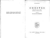 cover of the book Orestes : introduzione, testo critico, commento e appendice metrica, a cura di Vincenzo di Benedetto.