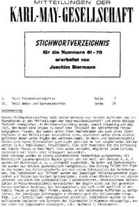 cover of the book Stichwortverzeichnis für die Nummern 61-70 der Mitteilungen der KMG