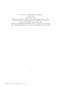 cover of the book Lecture notes for Math 115A (linear algebra)