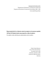 cover of the book Microsoft Word - Tesina publicable.docLa representaci￳n de la violencia contra las mujeres en la prensa espa￱ola (El Pa￭s/ El Mundo) desde una perspectiva cr￭tica de g￩nero. Un an￡lisis cr￭tico del discurso androc￩ntrico de los medios