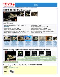 cover of the book Lego Architecture Parts List , Frank Lloyd Wright Fallingwater