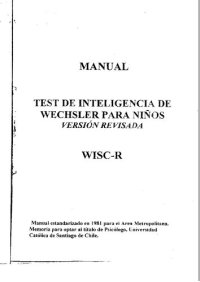 cover of the book Manual Test De Inteligencia Wechsler Para Ninos