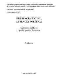 cover of the book Presencia social, ausencia política. Espacios públicos y participación femenina