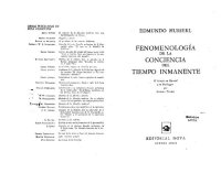 cover of the book Fenomenologia De La Conciencia Del Tiempo Inmanente