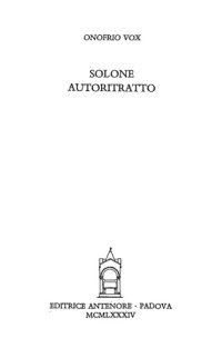 cover of the book Solone. Autoritratto